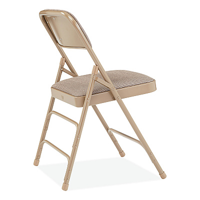NPS 2300 Series Fabric Triple Brace Double Hinge Premium Folding Chair, Supports Up to 500 lb, Cafe Beige, 4/Carton (NPS2301)
