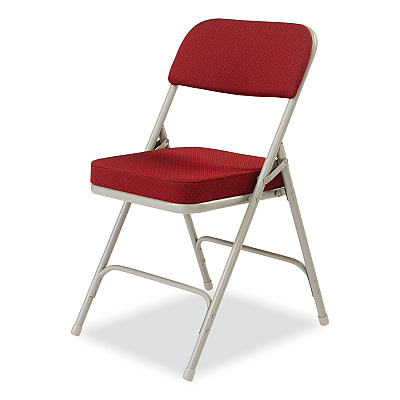 NPS 3200 Series Premium Fabric Dual-Hinge Folding Chair, Supports Up to 300 lb, Burgundy Seat, Burgundy Back, Gray Base, 2/Carton (NPS3218)