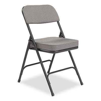 NPS 3200 Series Fabric Dual-Hinge Folding Chair, Supports Up to 300 lb, Charcoal Seat, Charocoal Back, Black Base, 2/Carton (NPS3212)