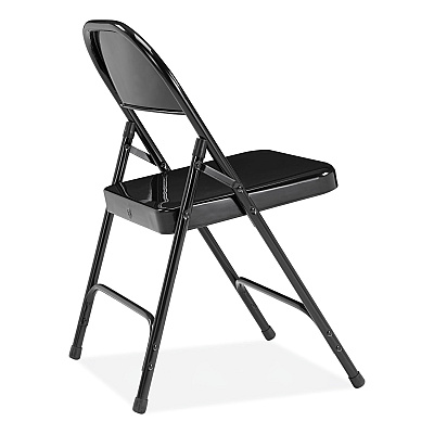 NPS 50 Series All-Steel Folding Chair, Supports Up to 500 lb, 16.75" Seat Height, Black Seat, Black Back, Black Base, 4/Carton (NPS510)