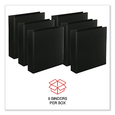 Universal Slant D-Ring View Binder, 3 Rings, 2" Capacity, 11 x 8.5, Black, 6/Carton (UNV20745PK)
