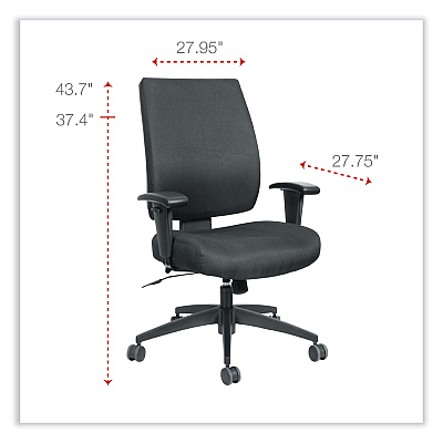 Alera Wrigley Series High Performance Mid-Back Synchro-Tilt Task Chair, Supports 275 lb, 17.91" to 21.88" Seat Height, Black (ALEHPS4201)