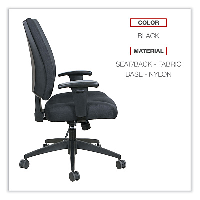 Alera Wrigley Series High Performance Mid-Back Synchro-Tilt Task Chair, Supports 275 lb, 17.91" to 21.88" Seat Height, Black (ALEHPS4201)