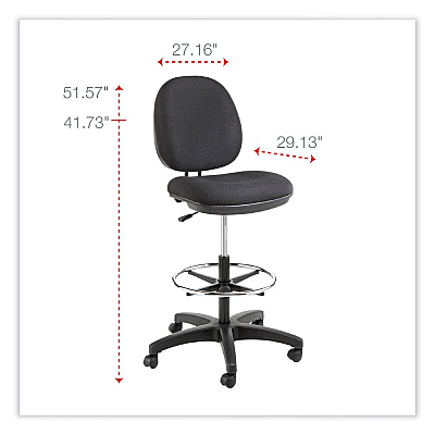 Alera Interval Series Swivel Task Stool, Supports Up to 275 lb, 23.93" to 34.53" Seat Height, Black Fabric (ALEIN4611)