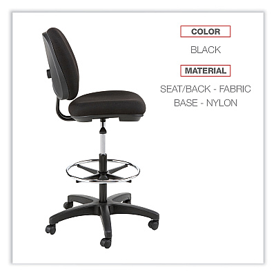 Alera Interval Series Swivel Task Stool, Supports Up to 275 lb, 23.93" to 34.53" Seat Height, Black Fabric (ALEIN4611)
