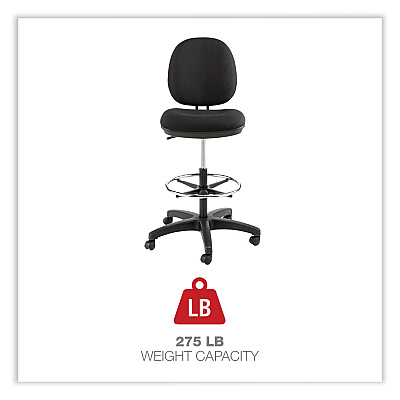 Alera Interval Series Swivel Task Stool, Supports Up to 275 lb, 23.93" to 34.53" Seat Height, Black Fabric (ALEIN4611)