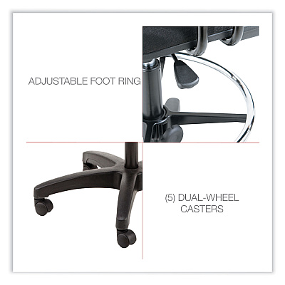 Alera Interval Series Swivel Task Stool, Supports Up to 275 lb, 23.93" to 34.53" Seat Height, Black Fabric (ALEIN4611)