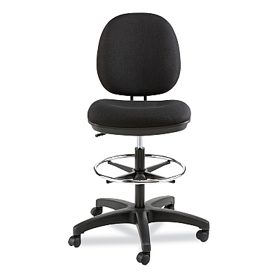 Alera Interval Series Swivel Task Stool, Supports Up to 275 lb, 23.93" to 34.53" Seat Height, Black Fabric (ALEIN4611)