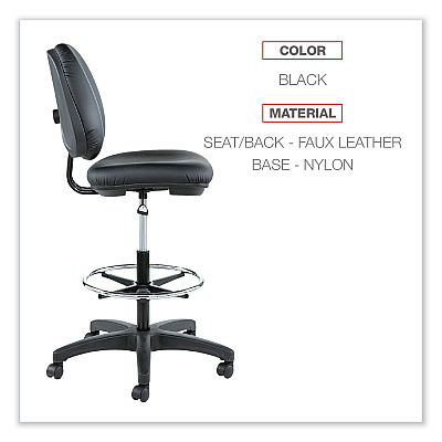 Alera Interval Series Swivel Task Stool, Supports Up to 275 lb, 23.93" to 34.53" Seat Height, Black Faux Leather (ALEIN4616)