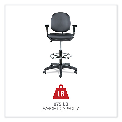 Alera Interval Series Swivel Task Stool, Supports Up to 275 lb, 23.93" to 34.53" Seat Height, Black Faux Leather (ALEIN4616)