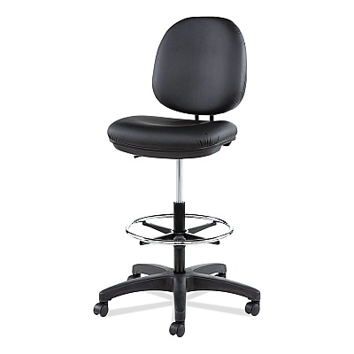 Alera Interval Series Swivel Task Stool, Supports Up to 275 lb, 23.93" to 34.53" Seat Height, Black Faux Leather (ALEIN4616)