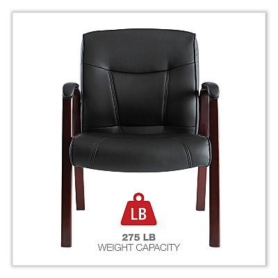 Alera Madaris Series Bonded Leather Guest Chair with Wood Trim Legs, 25.39" x 25.98" x 35.62", Black Seat/Back, Mahogany Base (ALEMA43ALS10M)