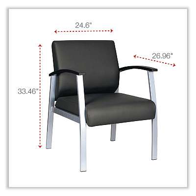 Alera metaLounge Series Mid-Back Guest Chair, 24.6" x 26.96" x 33.46", Black Seat, Black Back, Silver Base (ALEML2319)
