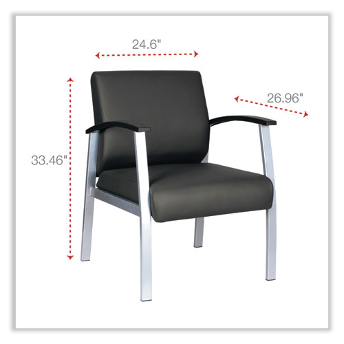 Alera metaLounge Series Mid-Back Guest Chair, 24.6" x 26.96" x 33.46", Black Seat, Black Back, Silver Base (ML2319)