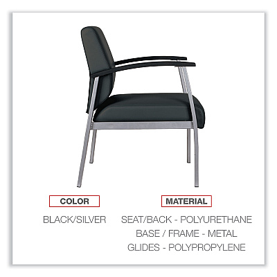 Alera metaLounge Series Mid-Back Guest Chair, 24.6" x 26.96" x 33.46", Black Seat, Black Back, Silver Base (ALEML2319)