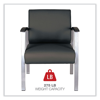 Alera metaLounge Series Mid-Back Guest Chair, 24.6" x 26.96" x 33.46", Black Seat, Black Back, Silver Base (ALEML2319)