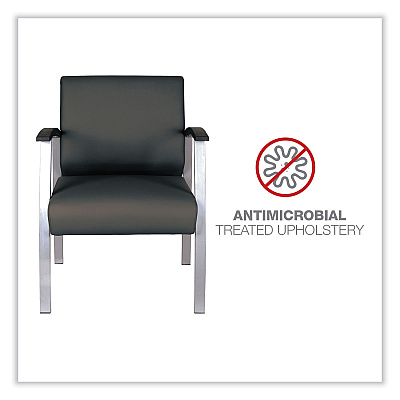Alera metaLounge Series Mid-Back Guest Chair, 24.6" x 26.96" x 33.46", Black Seat, Black Back, Silver Base (ALEML2319)