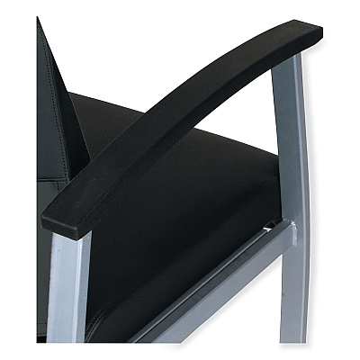 Alera metaLounge Series Mid-Back Guest Chair, 24.6" x 26.96" x 33.46", Black Seat, Black Back, Silver Base (ALEML2319)
