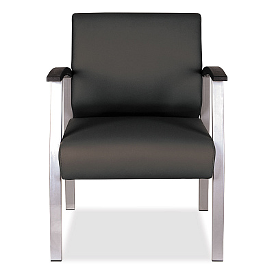 Alera metaLounge Series Mid-Back Guest Chair, 24.6" x 26.96" x 33.46", Black Seat, Black Back, Silver Base (ALEML2319)