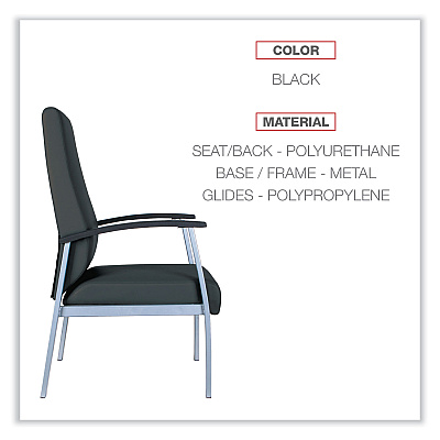 Alera metaLounge Series High-Back Guest Chair, 24.6" x 26.96" x 42.91", Black Seat, Black Back, Silver Base (ALEML2419)