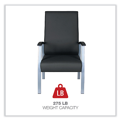Alera metaLounge Series High-Back Guest Chair, 24.6" x 26.96" x 42.91", Black Seat, Black Back, Silver Base (ALEML2419)