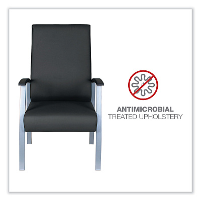Alera metaLounge Series High-Back Guest Chair, 24.6" x 26.96" x 42.91", Black Seat, Black Back, Silver Base (ALEML2419)