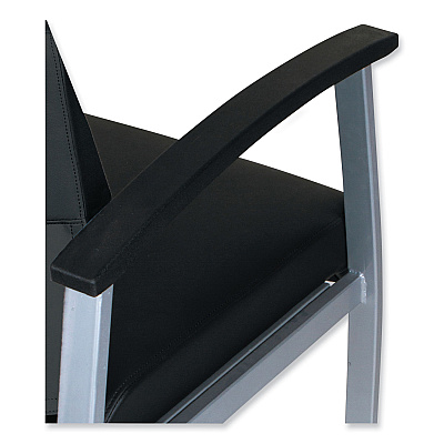 Alera metaLounge Series High-Back Guest Chair, 24.6" x 26.96" x 42.91", Black Seat, Black Back, Silver Base (ALEML2419)