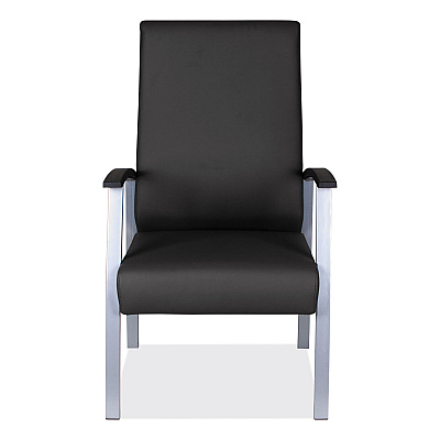 Alera metaLounge Series High-Back Guest Chair, 24.6" x 26.96" x 42.91", Black Seat, Black Back, Silver Base (ALEML2419)