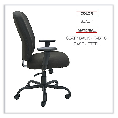 Alera Mota Series Big and Tall Chair, Supports Up to 450 lb, 19.68" to 23.22" Seat Height, Black (ALEMT4510)