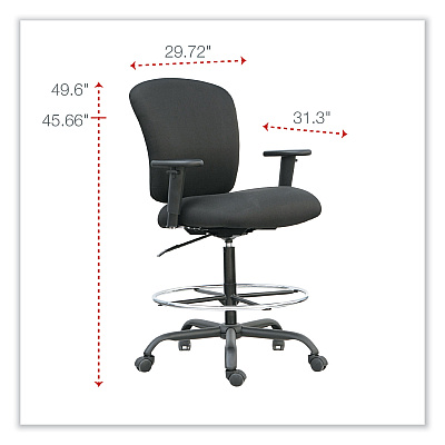 Alera Mota Series Big and Tall Stool, Supports Up to 450 lb, 28.74" to 32.67" Seat Height, Black (ALEMT4610)