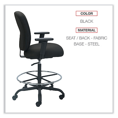 Alera Mota Series Big and Tall Stool, Supports Up to 450 lb, 28.74" to 32.67" Seat Height, Black (ALEMT4610)