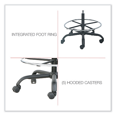 Alera Mota Series Big and Tall Stool, Supports Up to 450 lb, 28.74" to 32.67" Seat Height, Black (ALEMT4610)