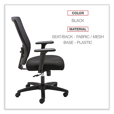 Alera Envy Series Mesh High-Back Swivel/Tilt Chair, Supports Up to 250 lb, 16.88" to 21.5" Seat Height, Black (ALENV41B14)