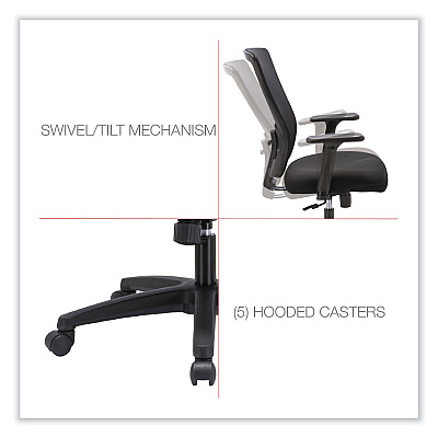 Alera Envy Series Mesh High-Back Swivel/Tilt Chair, Supports Up to 250 lb, 16.88" to 21.5" Seat Height, Black (ALENV41B14)