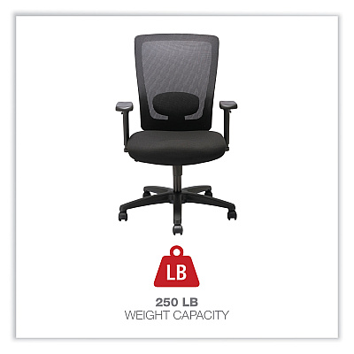 Alera Envy Series Mesh High-Back Multifunction Chair, Supports Up to 250 lb, 16.88" to 21.5" Seat Height, Black (ALENV41M14)