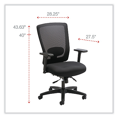 Alera Envy Series Mesh Mid-Back Multifunction Chair, Supports Up to 250 lb, 17" to 21.5" Seat Height, Black (ALENV42M14)