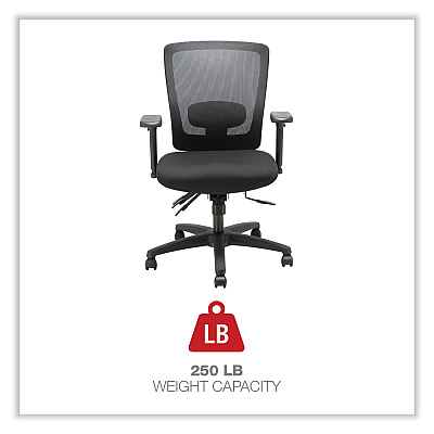 Alera Envy Series Mesh Mid-Back Multifunction Chair, Supports Up to 250 lb, 17" to 21.5" Seat Height, Black (ALENV42M14)