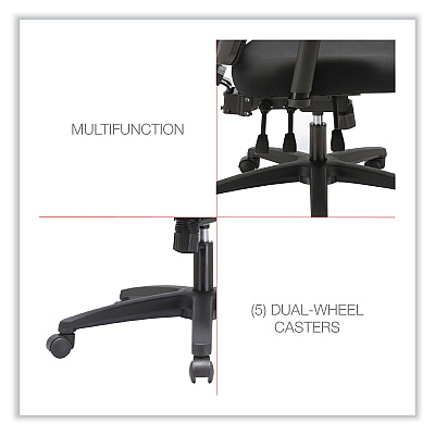 Alera Envy Series Mesh Mid-Back Multifunction Chair, Supports Up to 250 lb, 17" to 21.5" Seat Height, Black (ALENV42M14)