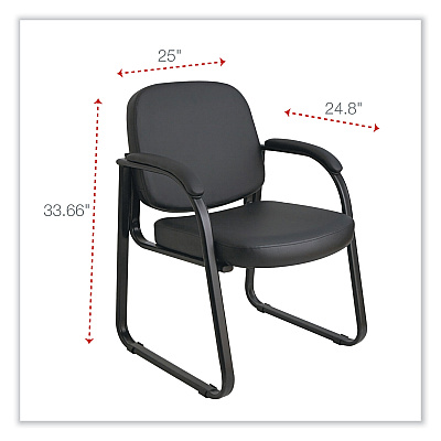 Alera Genaro Series Fabric Half-Back Sled Base Guest Chair, 25" x 24.80" x 33.66", Black Seat, Black Back, Black Base (ALERL43C11)