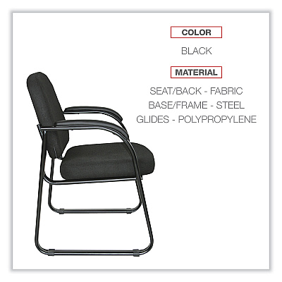 Alera Genaro Series Fabric Half-Back Sled Base Guest Chair, 25" x 24.80" x 33.66", Black Seat, Black Back, Black Base (ALERL43C11)