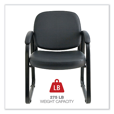 Alera Genaro Series Fabric Half-Back Sled Base Guest Chair, 25" x 24.80" x 33.66", Black Seat, Black Back, Black Base (ALERL43C11)