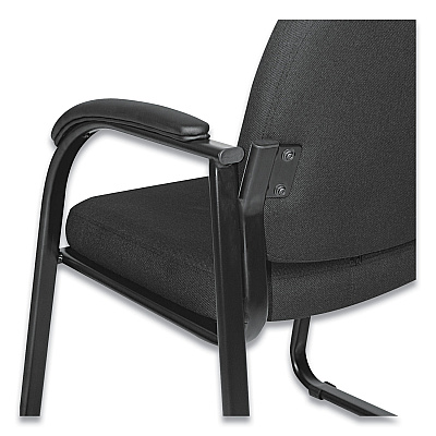 Alera Genaro Series Fabric Half-Back Sled Base Guest Chair, 25" x 24.80" x 33.66", Black Seat, Black Back, Black Base (ALERL43C11)