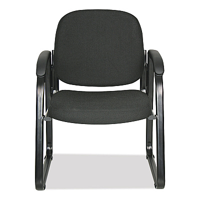 Alera Genaro Series Fabric Half-Back Sled Base Guest Chair, 25" x 24.80" x 33.66", Black Seat, Black Back, Black Base (ALERL43C11)