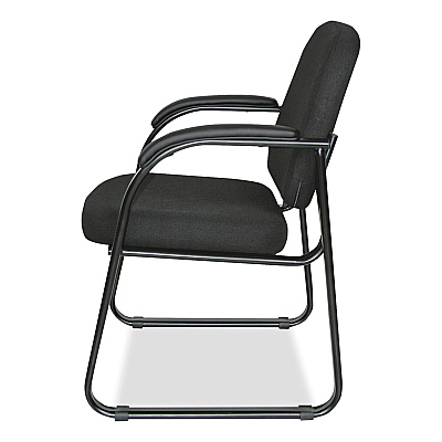 Alera Genaro Series Fabric Half-Back Sled Base Guest Chair, 25" x 24.80" x 33.66", Black Seat, Black Back, Black Base (ALERL43C11)