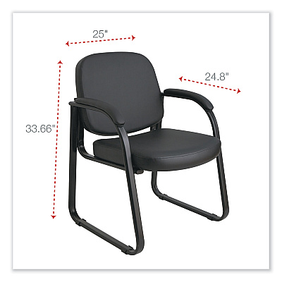 Alera Genaro Series Faux Leather Half-Back Sled Base Guest Chair, 25" x 24.80" x 33.66", Black Seat, Black Back, Black Base (ALERL43C16)