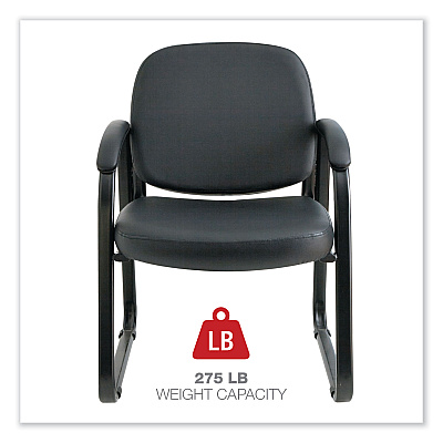 Alera Genaro Series Faux Leather Half-Back Sled Base Guest Chair, 25" x 24.80" x 33.66", Black Seat, Black Back, Black Base (ALERL43C16)