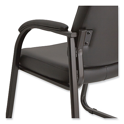 Alera Genaro Series Faux Leather Half-Back Sled Base Guest Chair, 25" x 24.80" x 33.66", Black Seat, Black Back, Black Base (ALERL43C16)