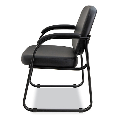 Alera Genaro Series Faux Leather Half-Back Sled Base Guest Chair, 25" x 24.80" x 33.66", Black Seat, Black Back, Black Base (ALERL43C16)