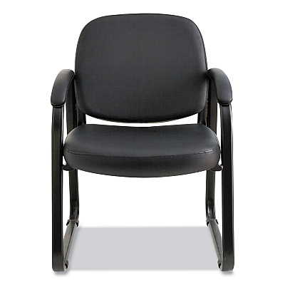 Alera Genaro Series Faux Leather Half-Back Sled Base Guest Chair, 25" x 24.80" x 33.66", Black Seat, Black Back, Black Base (ALERL43C16)