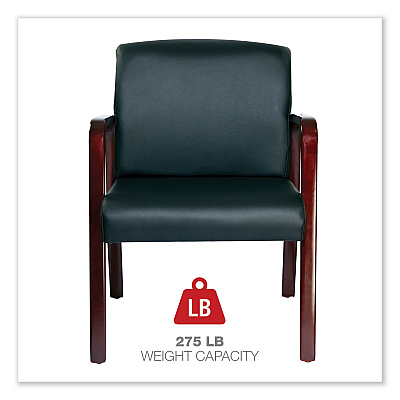 Alera Reception Lounge WL Series Guest Chair, 24.21" x 24.8" x 32.67", Black Seat, Black Back, Mahogany Base (ALERL4319M)